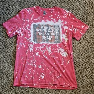 Gildan Pink Short Sleeve Tee with Starry Pattern